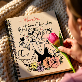 世界で一番素敵なお母さんへ　お母さんと子供と花のカスタムノート ノートブック