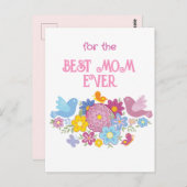 世界で一番素敵なお母さんへ　花と蝶と鳥 ポストカード (正面/裏面)