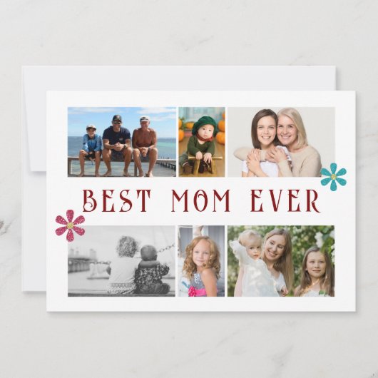世界で一番素敵なお母さんへ 花の6枚写真コラージュ 母の日 シーズンカード (正面)