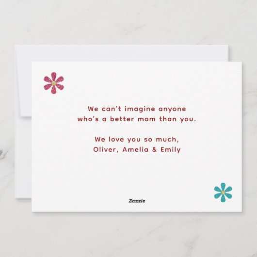 世界で一番素敵なお母さんへ 花の6枚写真コラージュ 母の日 シーズンカード (裏面)