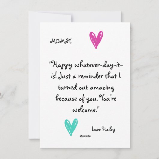 世界で一番素敵なお母さん  フォトマザーズデーグリーティングカード シーズンカード (裏面)