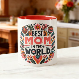世界で一番素敵なお母さん フォークアート フラワー マザーズデー マグカップ