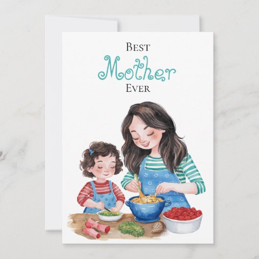 世界で一番素敵なお母さん 子供との絆を祝うアートデザイン カード (正面)