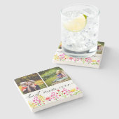 世界で一番素敵なお母さん 母の日の写真コラージュ 花柄 ストーンコースター (横)