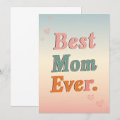 世界で一番素敵なお母さん 母の日カード 花と蝶 招待状 (正面/裏面)