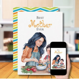 世界で一番素敵なお母さん 水彩画アート カード