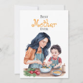 世界で一番素敵なお母さん 水彩画アート カード (正面)