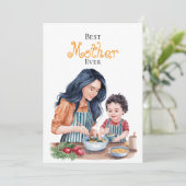 世界で一番素敵なお母さん 水彩画アート カード (スタンド正面)