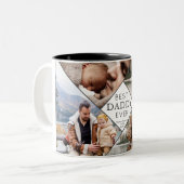世界で一番素敵なパパ 4枚の写真を飾る フォトコラージュ 子供の名前と日付を追加 ツートーンマグカップ (正面左)