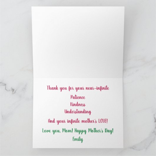 世界で一番素敵なボーナスママへ 愛を込めて ペオニー 母の日 カード (内部)