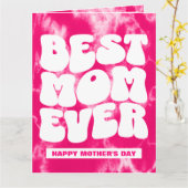 世界で一番素敵なママの写真 マザーズデー ピンク タイダイ カード (黄色い花)