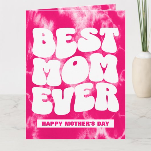 世界で一番素敵なママの写真 マザーズデー ピンク タイダイ カード (正面)