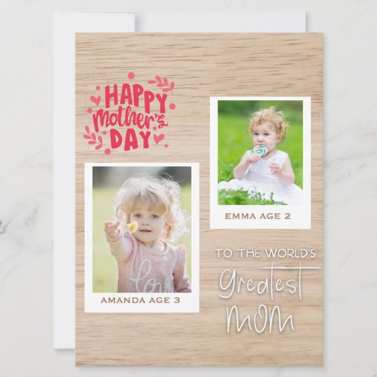 「世界で一番素敵なママへ」オリジナル2枚写真 マザーズデーカード シーズンカード (正面)