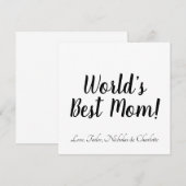 世界で一番素敵なママ　おしゃれな白黒カスタムスクリプト 招待状 (正面/裏面)