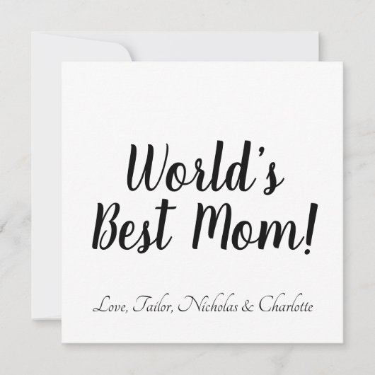 世界で一番素敵なママ　おしゃれな白黒カスタムスクリプト 招待状 (正面)