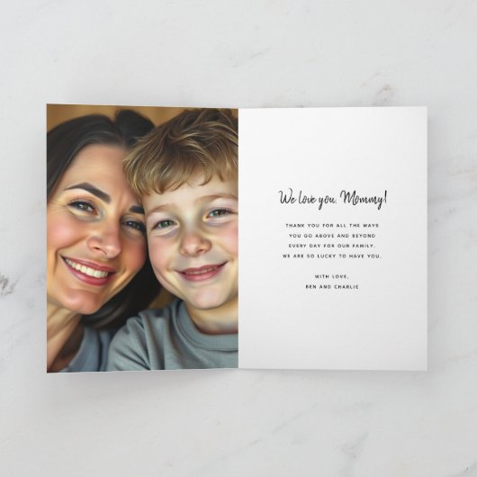 世界で一番素敵なママ | オーダーメイド写真の母の日カード カード (内部)