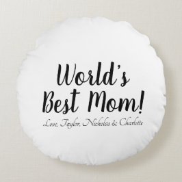 世界で一番素敵なママ 黒白 カスタムスクリプト かわいい ラウンドクッション