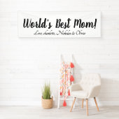 世界で一番素敵なママ 黒白 カスタムスクリプト 可愛い 横断幕 (インサイチュ)