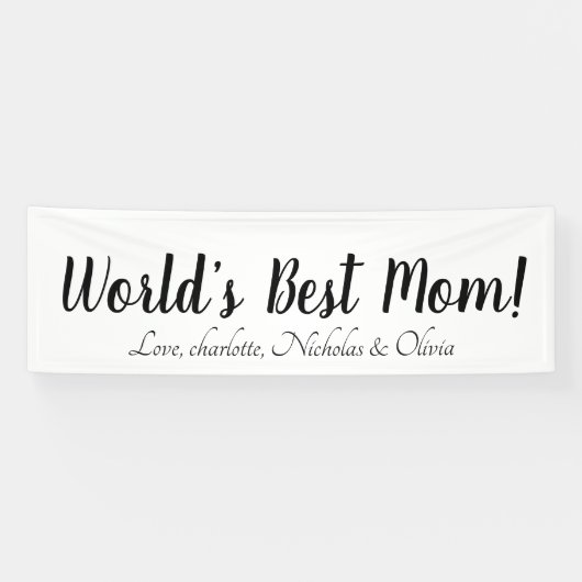 世界で一番素敵なママ 黒白 カスタムスクリプト 可愛い 横断幕 (横)