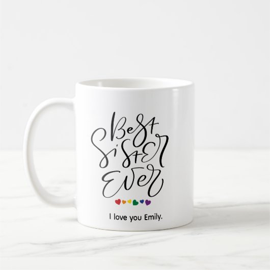 世界で一番素敵な姉妹 姉への面白いプレゼント コーヒーマグ コーヒーマグカップ (左)
