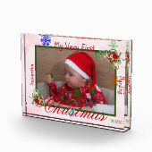 世界で初めてのクリスマスベイビーガール - あなただけの特別な名入れギフト フォトブロック (右)