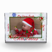 世界で初めてのクリスマスベイビーボーイ - あなただけの特別な名入れギフト フォトブロック (正面)