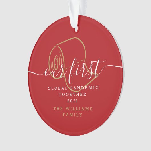 世界で初めてのパンデミックと共にクリスマス写真 オーナメント (正面)