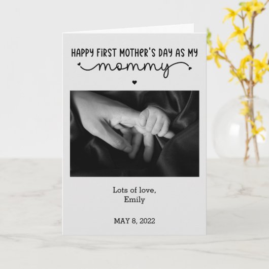 世界で初めての母の日 かわいい ミニマル フォト カード (黄色い花)