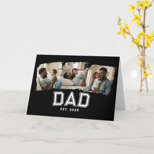 世界で初めての父の日を記念して カスタムパパ 3枚の写真 カード (黄色い花)