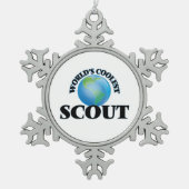 世界で最もクールな偵察者 スノーフレークピューターオーナメント (正面)