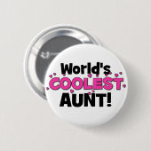 世界で最もクールな叔母さん!  伯母さんTo Beのための素晴らしいギフト 缶バッジ (正面&裏面)