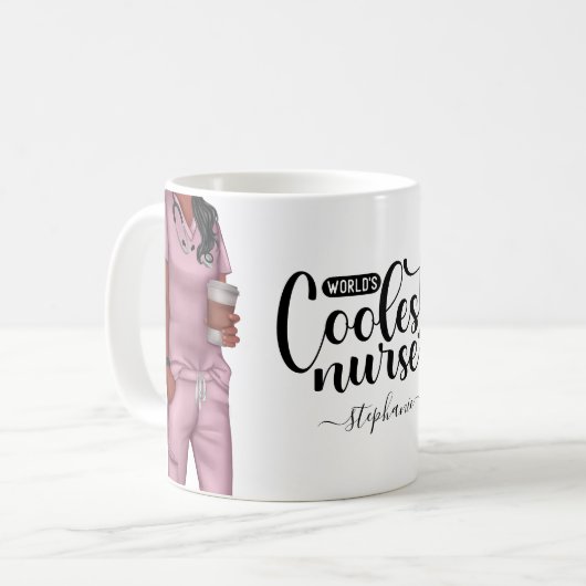 世界で最もクールな看護師のパーソナライズドコーヒーマグ コーヒーマグカップ (正面左)
