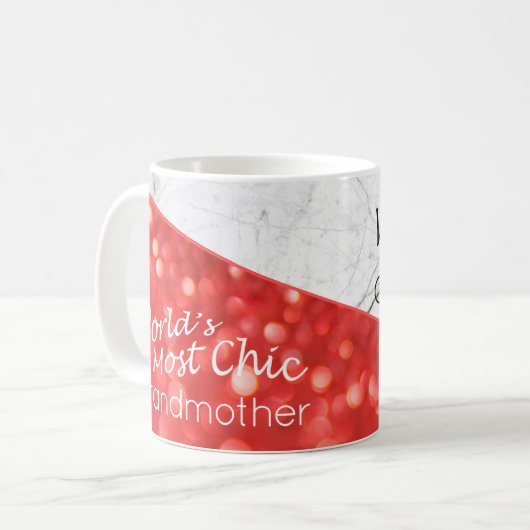 世界で最もシックな祖母コーラルホワイト大理石 コーヒーマグカップ (正面左)