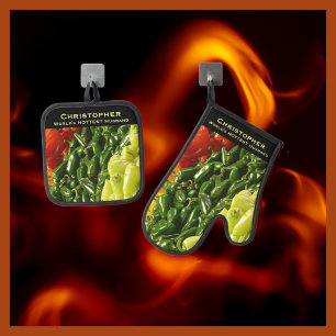 世界で最もホットな夫ボーイフレンドChili Pepper 鍋つかみ&鍋敷きセット
