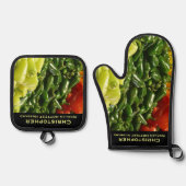 世界で最もホットな夫ボーイフレンドChili Pepper 鍋つかみ&鍋敷きセット (正面)