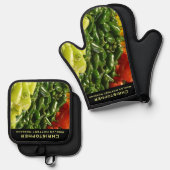 世界で最もホットな夫ボーイフレンドChili Pepper 鍋つかみ&鍋敷きセット (正面/裏面)