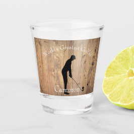 世界で最も偉大なゴルファーのシルエット木製フェンス ショットグラス
