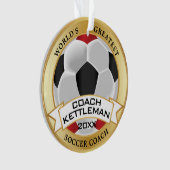 世界で最も偉大なサッカーコーチ赤、黒、白 オーナメント (正面)