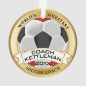 世界で最も偉大なサッカーコーチ赤、黒、白 オーナメント (裏面)