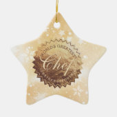 世界で最も偉大なシェフフェイク金ゴールドエンブレムクリスマス セラミックオーナメント (正面)