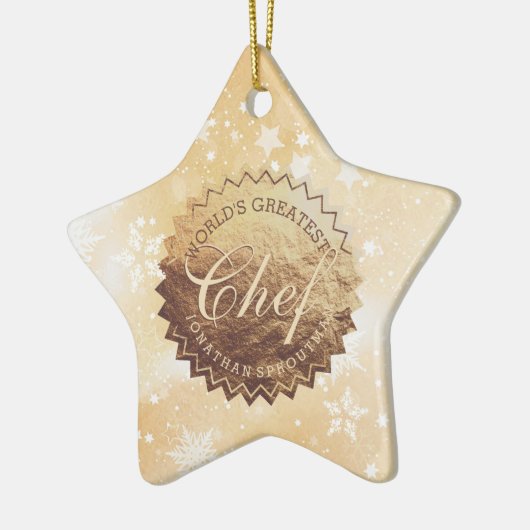 世界で最も偉大なシェフフェイク金ゴールドエンブレムクリスマス セラミックオーナメント (左)