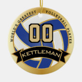 世界で最も偉大なバレーボール選手の青と白 セラミックオーナメント (正面)