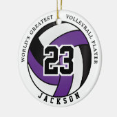 世界で最も偉大なバレーボール選手、パープル&ブラック セラミックオーナメント (左)