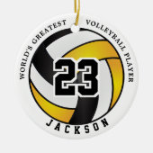 世界で最も偉大なバレーボール選手、金ゴールド、ブラック セラミックオーナメント (正面)