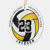 世界で最も偉大なバレーボール選手、金ゴールド、ブラック セラミックオーナメント (左)