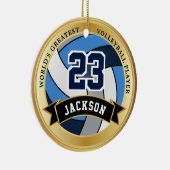 世界で最も偉大なバレーボール選手 – 青、灰色 セラミックオーナメント (右)