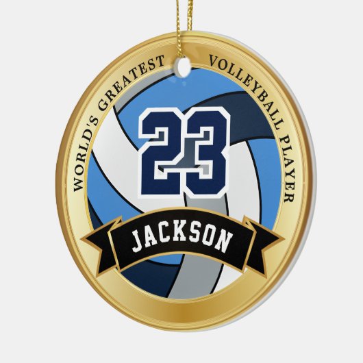 世界で最も偉大なバレーボール選手 – 青、灰色 セラミックオーナメント (左)