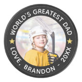 世界で最も偉大なパパ写真パーソナライズされたあなたの色 アイスホッケーパック (正面)