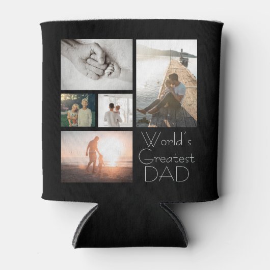 世界で最も偉大なパパ家族の子ども5写真コラージュ 缶クーラー (正面)