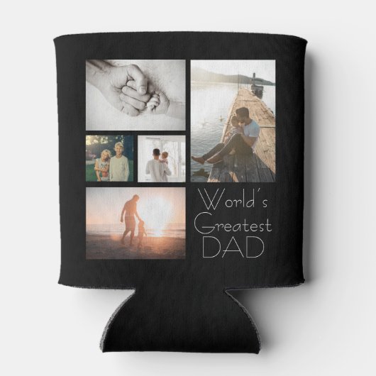 世界で最も偉大なパパ家族の子ども5写真コラージュ 缶クーラー (裏面)